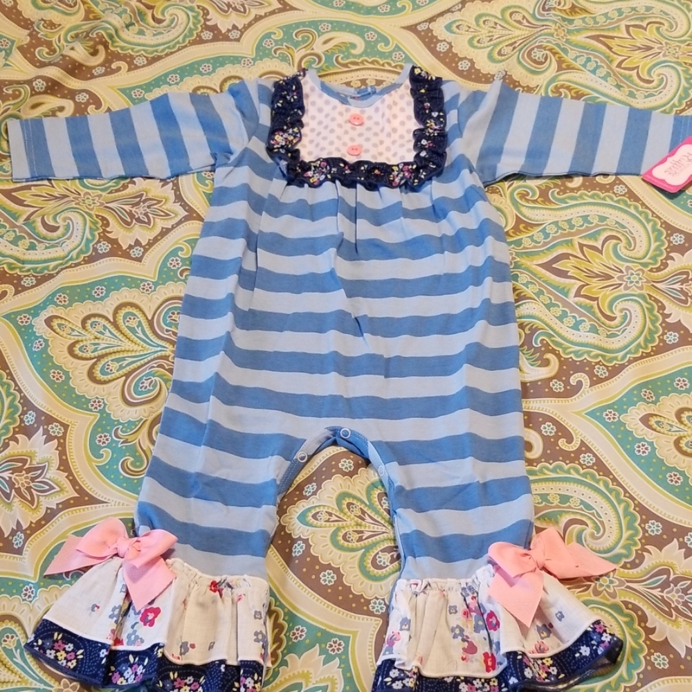 Ricrac & Ruffles long sleeve romper